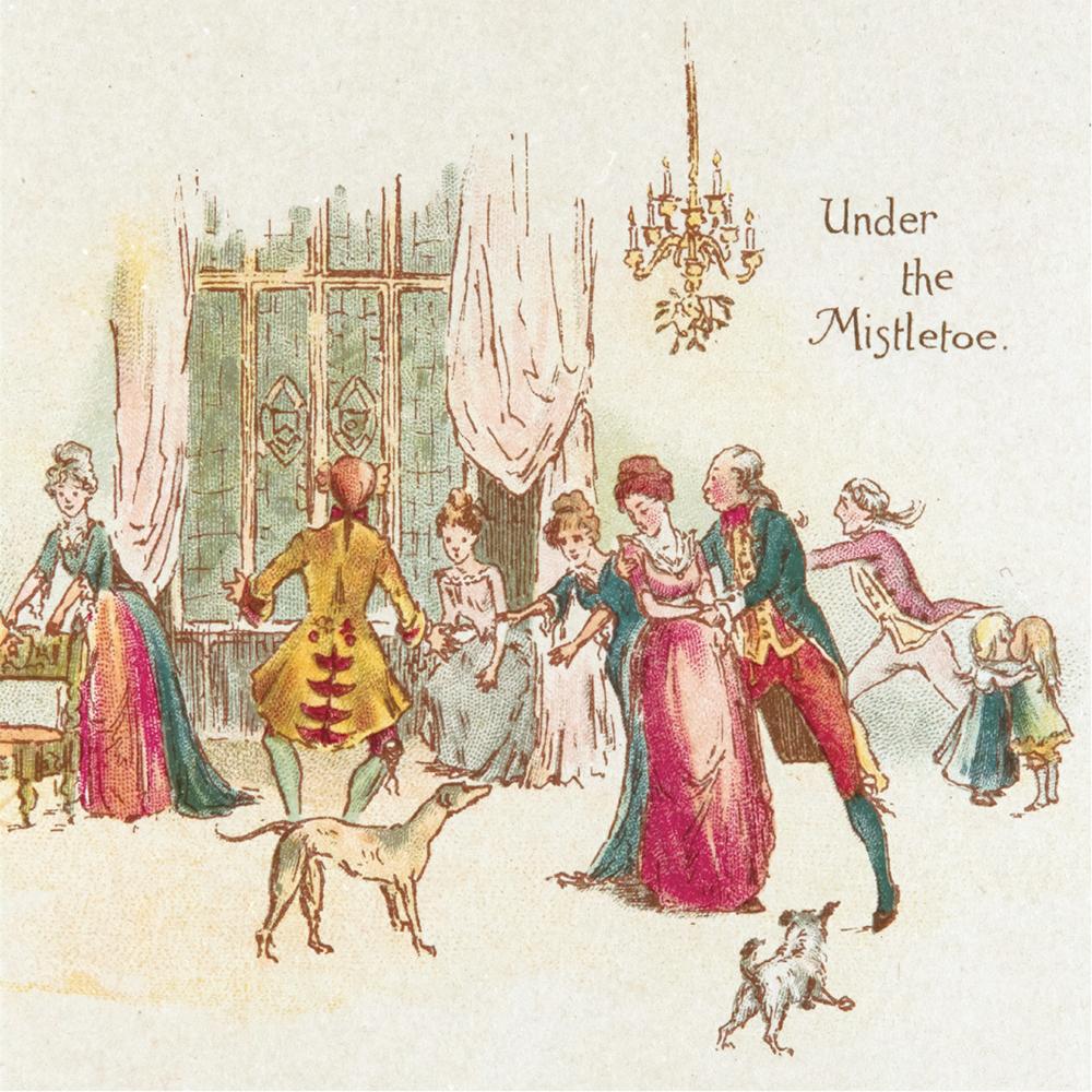 Christmas card pack - Under the Mistletoe by W.B. Shoosmith. From the special collections of Cambridge University Library. Brought to you by CuratingCambridge.co.uk