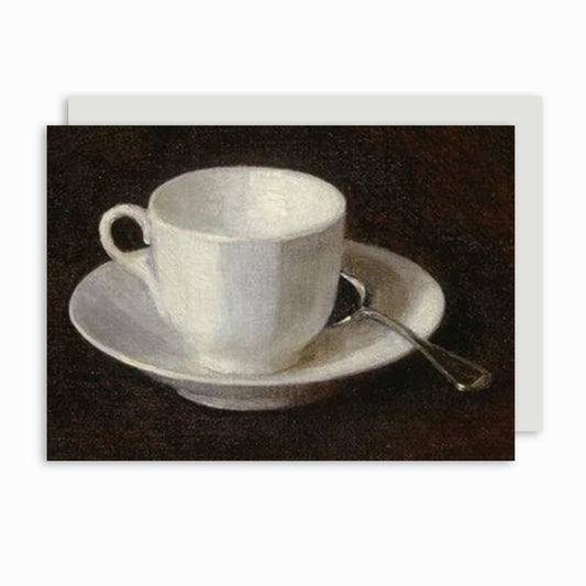 White Cup and Saucer - Greeting card