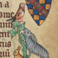 Portrait format greeting card with a goat, rabbit, and bird from an illuminated manuscript page. From the collection of The Fitzwilliam Museum. 