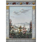 Greeting card - Spring and summer flowers beyond a balustrade, with a view across a lake to a distant mountain and castle. Composition framed by marble pillars. From the collection of The Fitzwilliam Museum, brought to you by CuratingCambridge.com