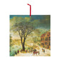 Large Square Advent Calendar with red hanging ribbon. Winter Scene image by Jacques Fouquier. From the collection of the Fitzwilliam Museum. 