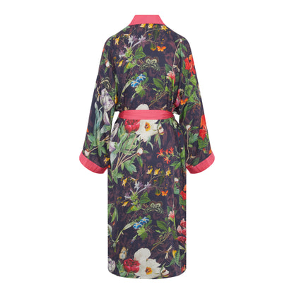 Aubergine with Pink Fleur d-Orleans - Kimono gown