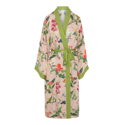 Pink with Green Fleur d-Orleans - Kimono gown