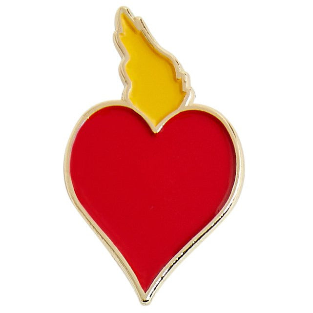 Flaming heart enamel pin badge from Illustration for Theatre by Konstantin Somov. From the collection of Cambridge University Library, brought to you by CuratingCambridge.com