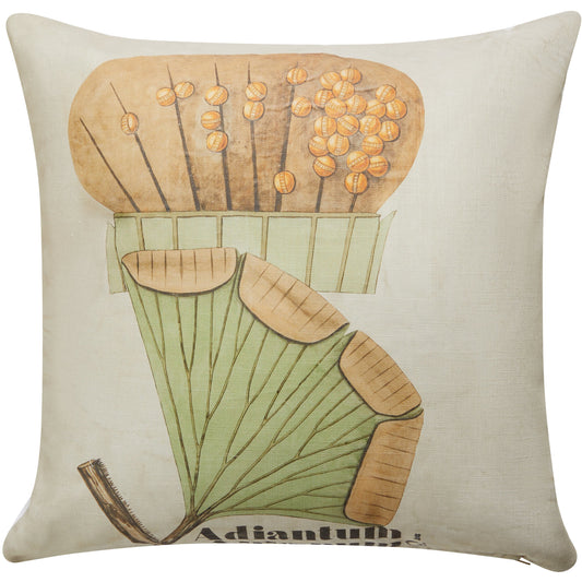 Handmade cotton linen cushion with printed illustration of Adiantum amoenum by John Stevens Henslow. From the collection of the Whipple Museum of the History of Science, brought to you by CuratingCambridge.com