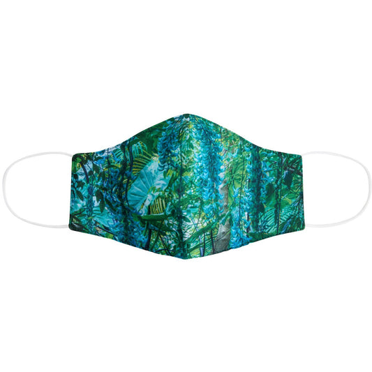 Reusable polyester face mask with jade vine photograph, from Cambridge University Botanic Garden. Brought to you by CuratingCambridge.com