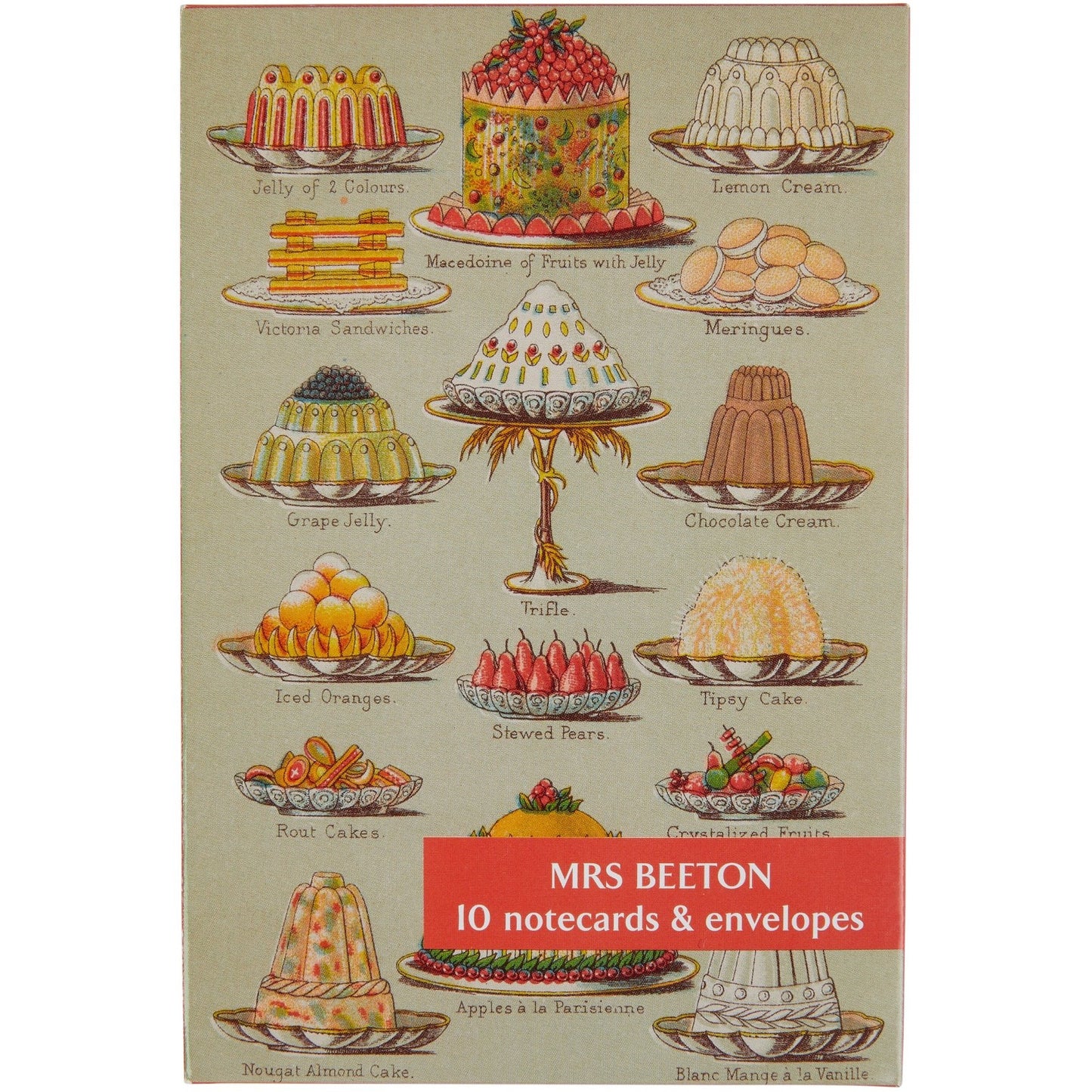 Notecard pack - Mrs Beeton's Book of Household Management. Cover image - Jellies and Creams. From the collection of Cambridge University Library, brought to you by CuratingCambridge.co.uk