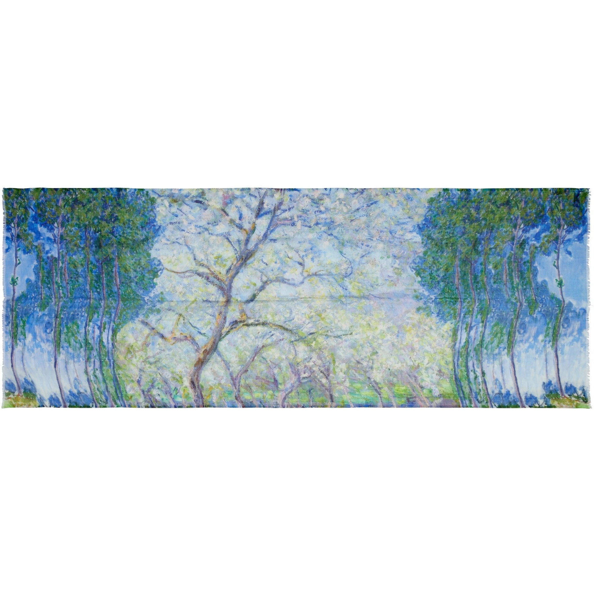 Modal silk scarf with Monet's Trees design (Springtime and Poplars). From the collection of the Fitzwilliam Museum, brought to you by CuratingCambridge.co.uk