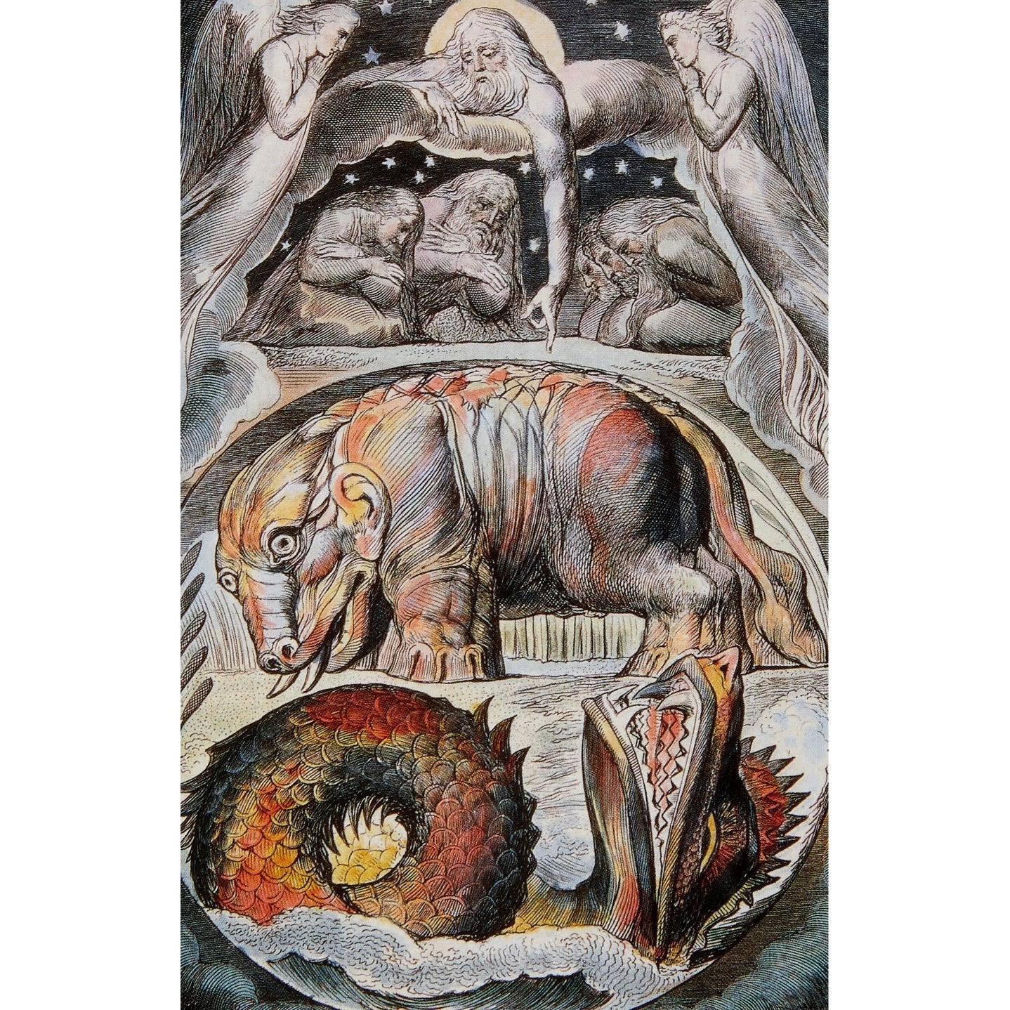 Notecard - Behemoth and Leviathan from Illustrations for the Book of Job, by William Blake. From the Fitzwilliam Museum, brought to you by CuratingCambridge.co.uk