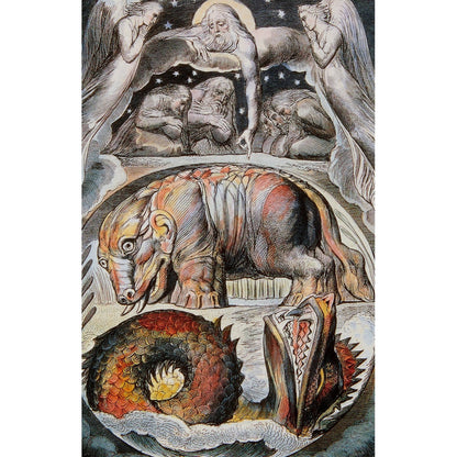 Notecard - Behemoth and Leviathan from Illustrations for the Book of Job, by William Blake. From the Fitzwilliam Museum, brought to you by CuratingCambridge.co.uk