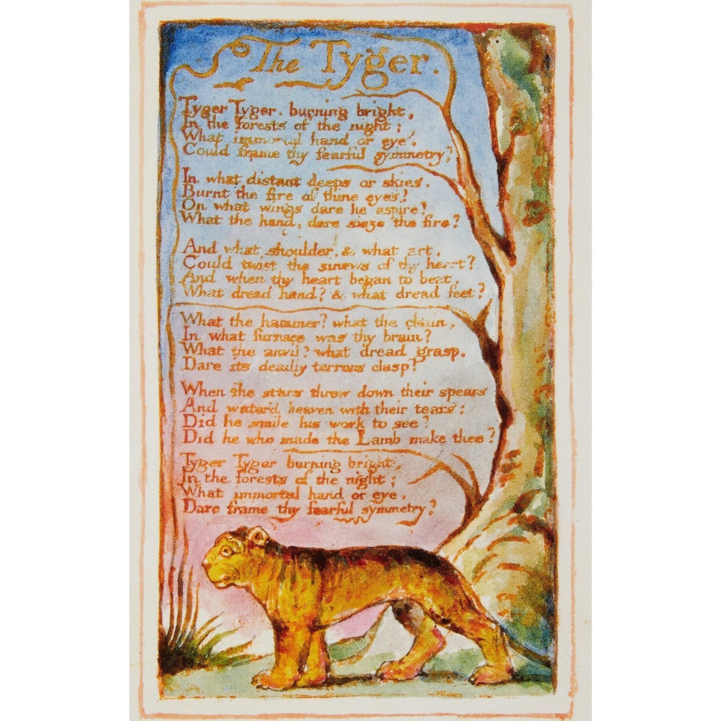 Notecard - The Tyger from Songs of Experience, by William Blake. From the Fitzwilliam Museum, brought to you by CuratingCambridge.co.uk