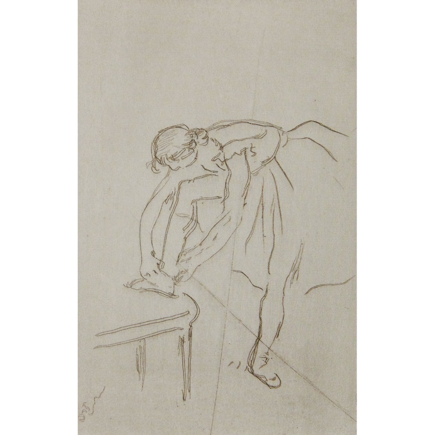Notecard - Dancer Fastening her Shoe by Edgar Degas. From the collection of the Fitzwilliam Museum, brought to you by CuratingCambridge.co.uk