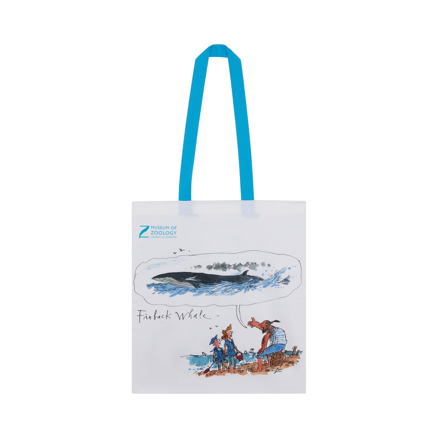 Tote bag featuring Blue Whale illustration by Quentin Blake