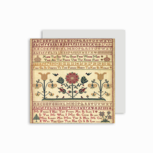 Band Sampler with Flower - Greeting card