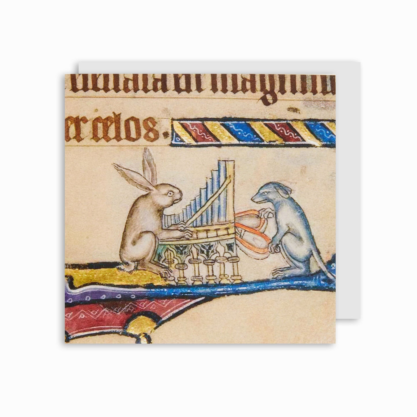A Rabbit And A Hound Playing The Organ - Greetings card
