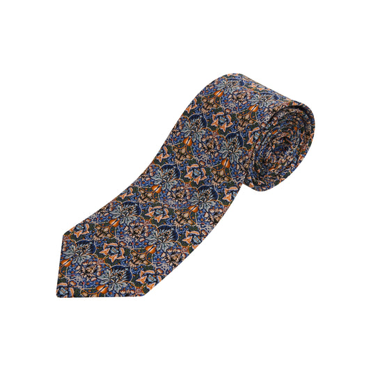 Rolled silk tie with artichoke design by William Morris, from the collection of The Fitzwilliam Museum.