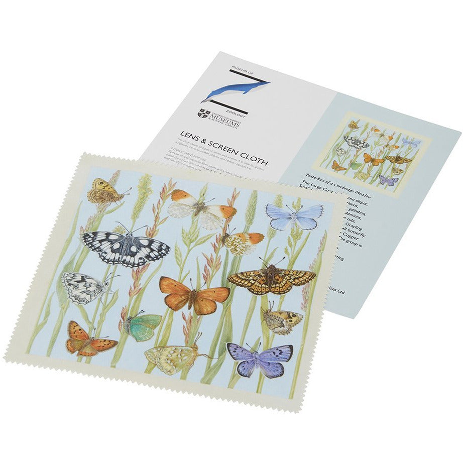 Lens and screen cloth - Butterflies of a Cambridge Meadow by Georita Harriott. Brought to you by CuratingCambridge.co.uk