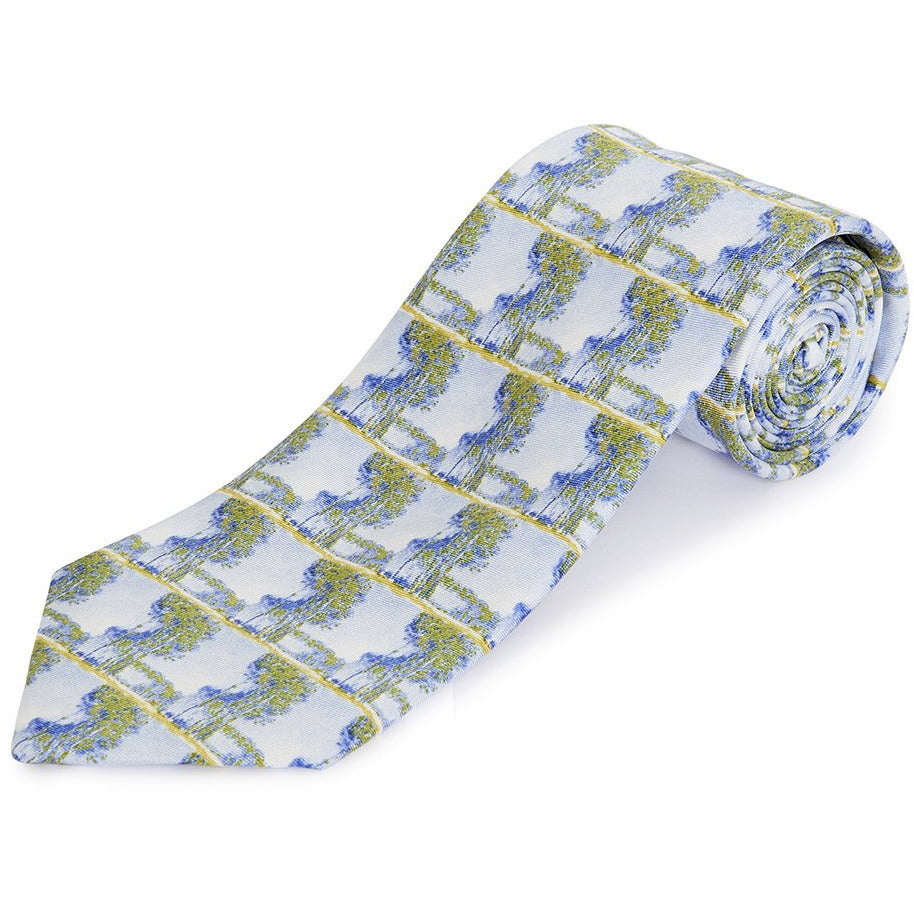 Silk tie - Claude Monet, Poplars. From the collection of the Fitzwilliam Museum, brought to you by CuratingCambridge.co.uk