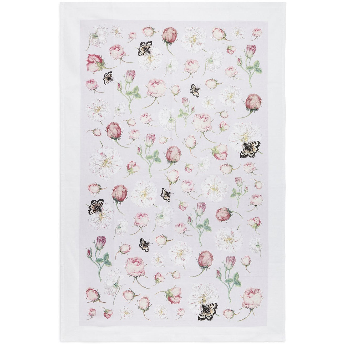 Cotton tea towel, Summer Rose design with illustrations by Nicolas Robert. From the Broughton Collection in the Fitzwilliam Museum, brought to you by CuratingCamrbridge.co.uk
