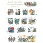 Linen tea towel - Cambridge 800: An Informal Panorama by Quentin Blake. Famous alumni of Cambridge University. Brought to you by CuratingCambridge.co.uk.