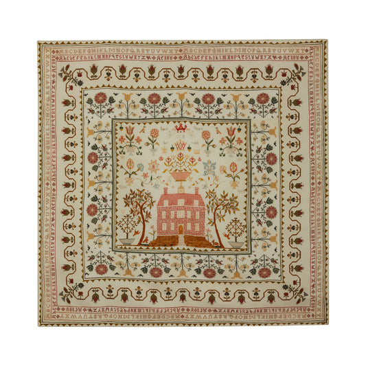 Red House Sampler, Taupe - Silk square