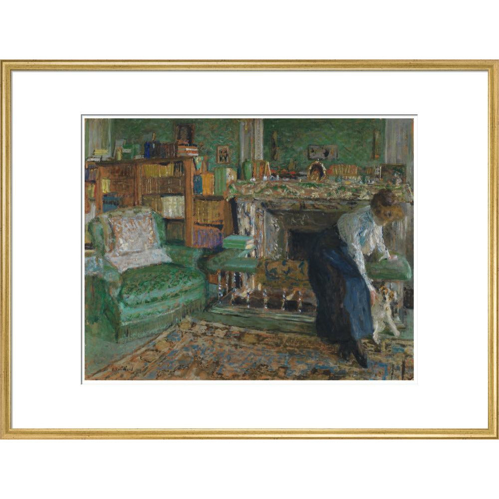 Marguerite Chapin in her apartment with her dog - Art print
