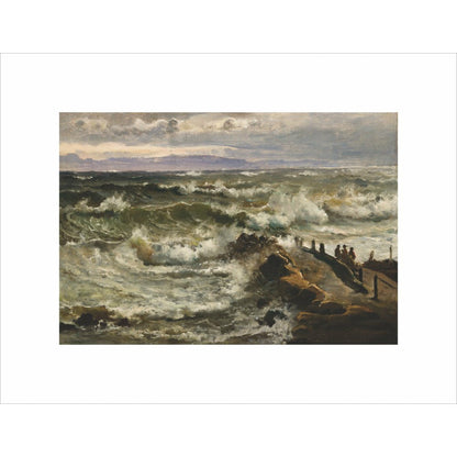 Rough Sea Beside a Jetty - Art print