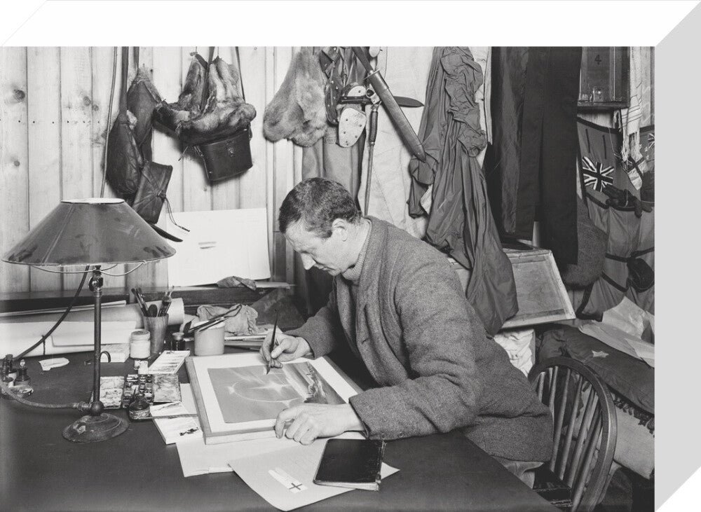 Dr E. A. Wilson working on a sketch - Art print