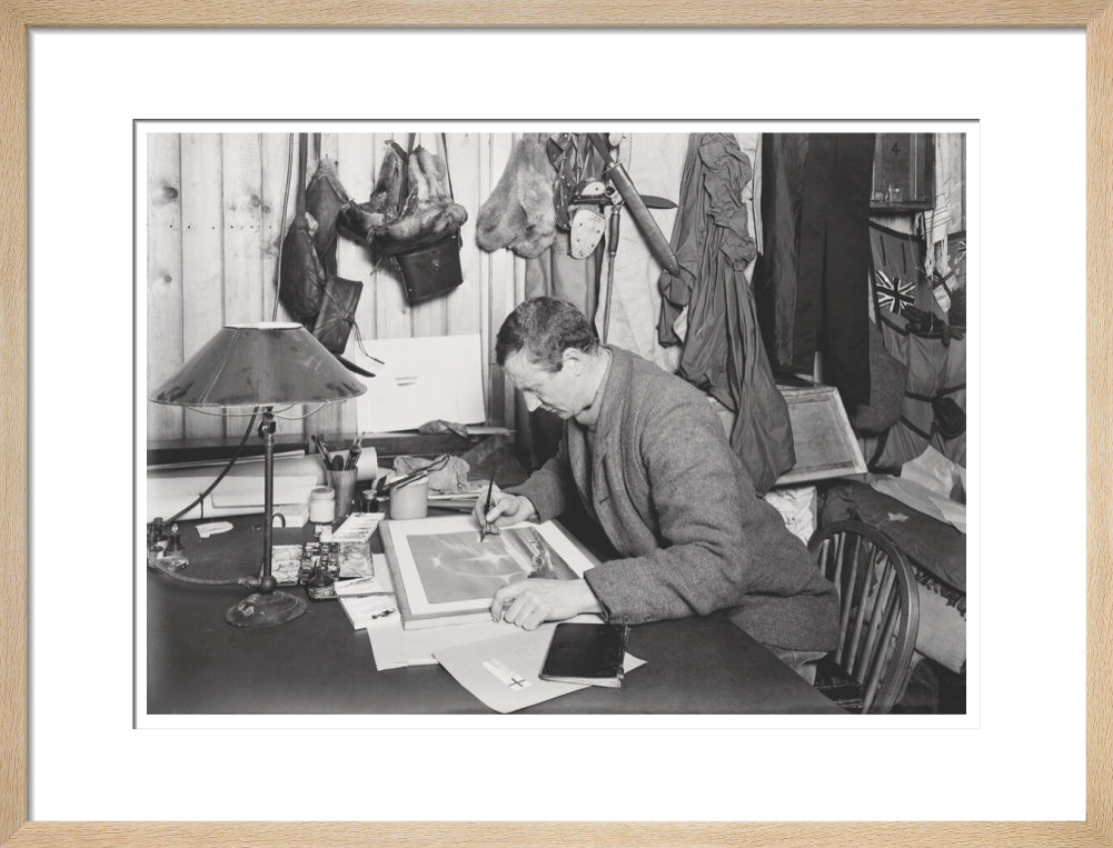 Dr E. A. Wilson working on a sketch - Art print