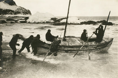 The relief boat setting out for South Georgia (James Caird)
