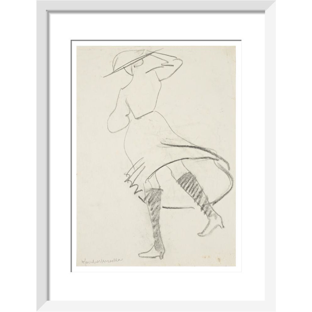 Girl with skirt blowing - Art print