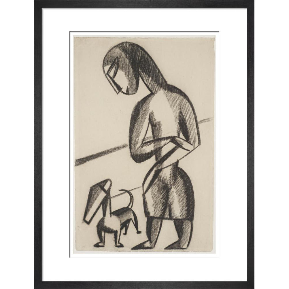 Woman and dog - Art print
