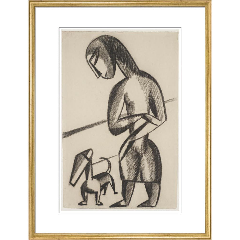 Woman and dog - Art print