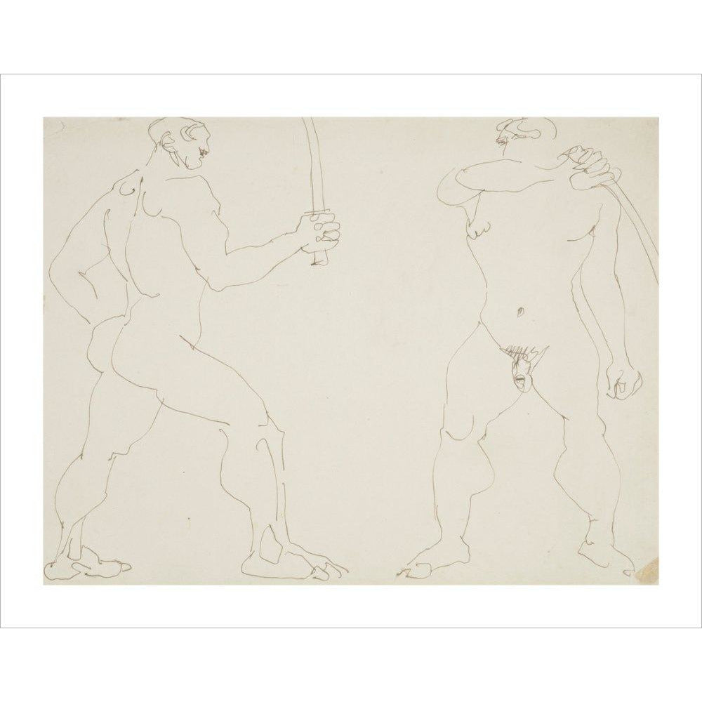 Two nude sword fighters - Art print
