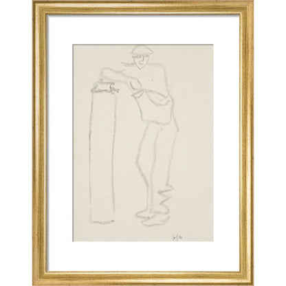 Man leaning on a pillar - Art print