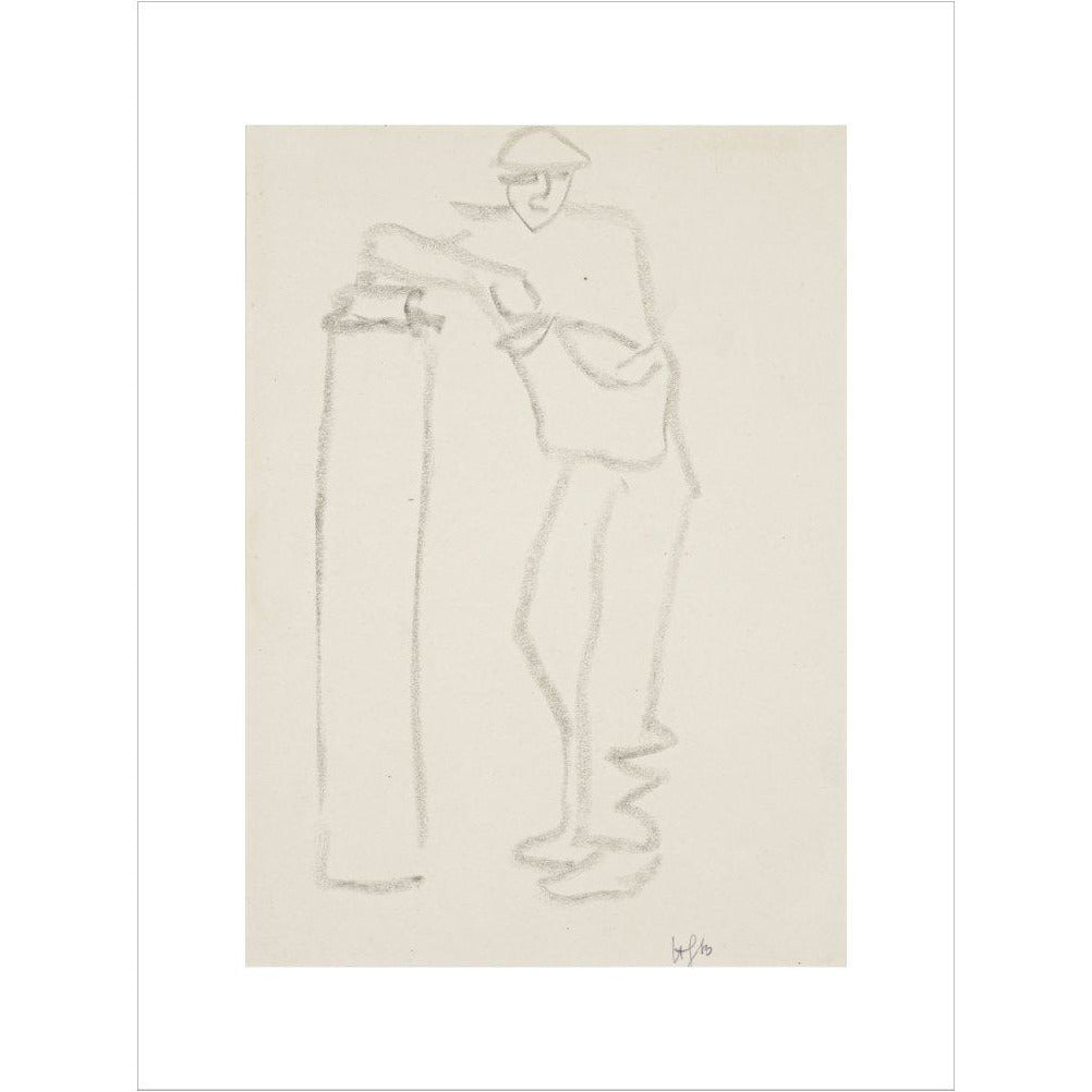 Man leaning on a pillar - Art print