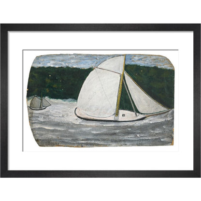 Boat with yellow mast in full sail - Art print
