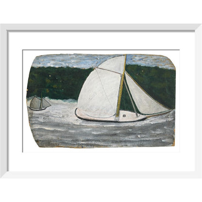 Boat with yellow mast in full sail - Art print