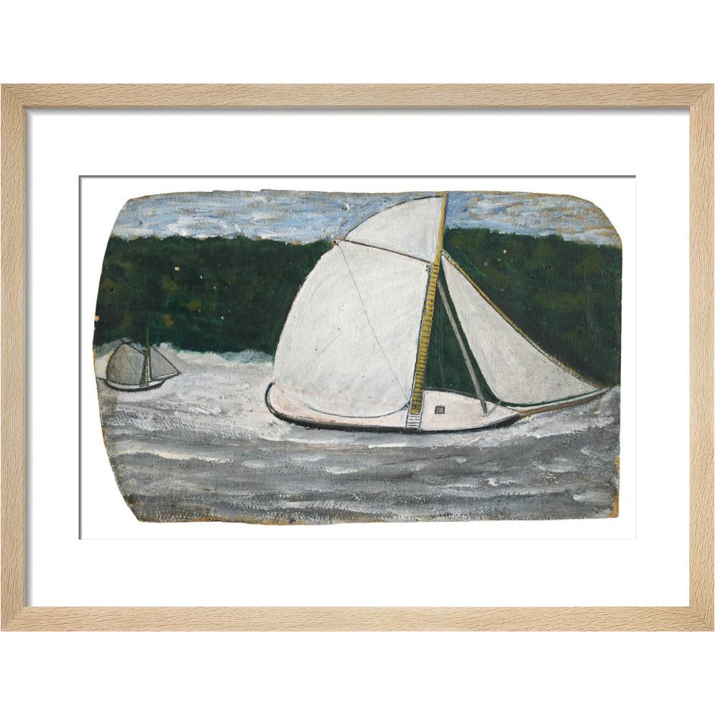 Boat with yellow mast in full sail - Art print