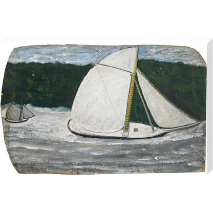 Boat with yellow mast in full sail - Art print