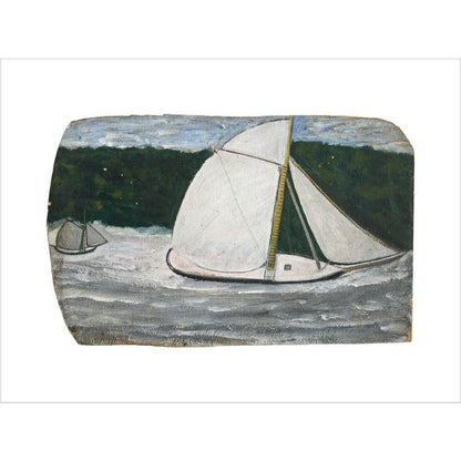 Boat with yellow mast in full sail - Art print